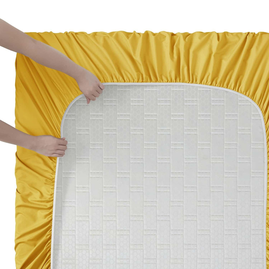 Queen Sheets, 6 Piece Set - Hotel Luxury Sheets for Queen Size Bed, Super Soft Bedding Set, Yellow