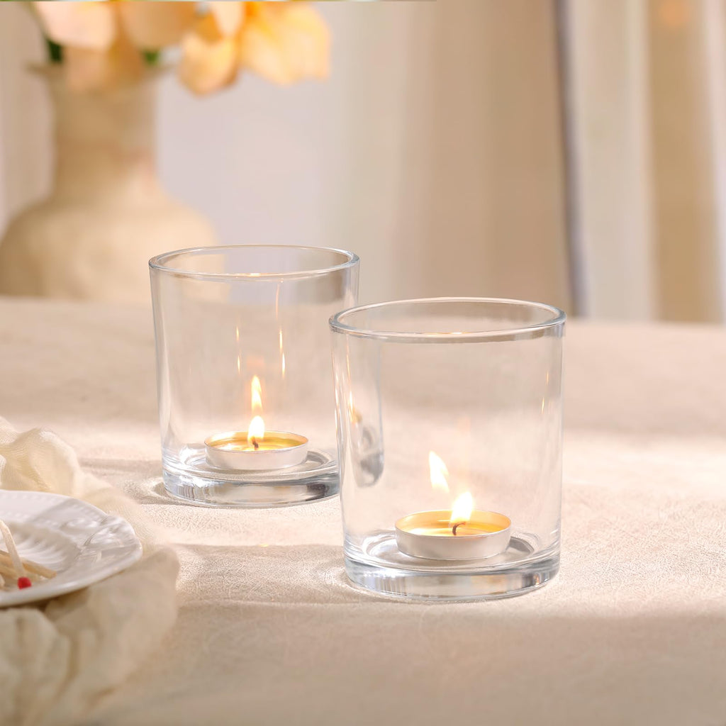6 Pcs Large Clear Votive Candle Holder Tea Light Candle Holder Glass
