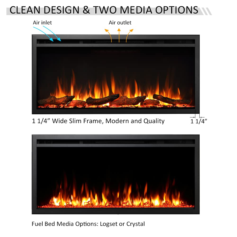 LegendFlame 40" W Austin in Wall Recessed & Wall Mounted Electric Fireplace