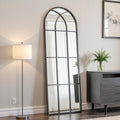 Arched Full Length Mirror, 65"x22" Floor Full Body Mirror, Black
