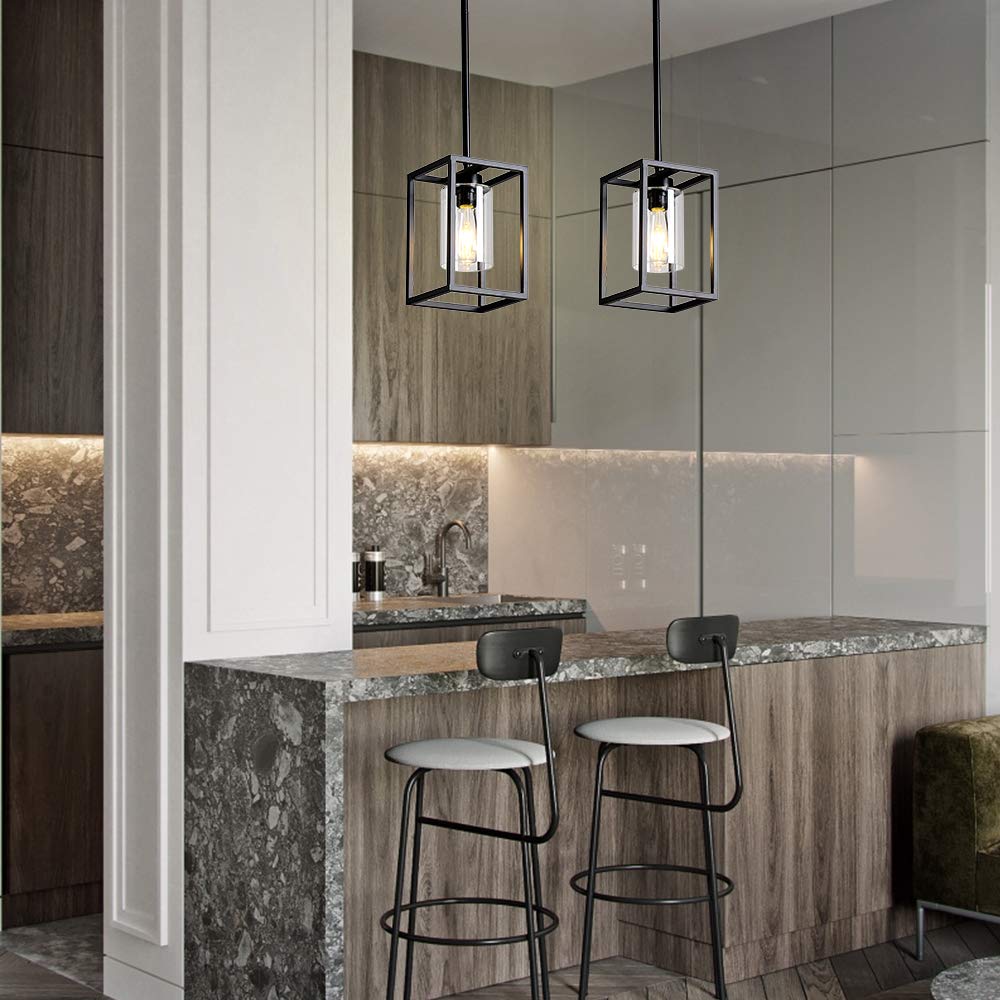 1Light Foyer Chandelier Black Farmhouse Light Fixture Dining Room Lighting Fixtures Hanging Ceiling Lighting for