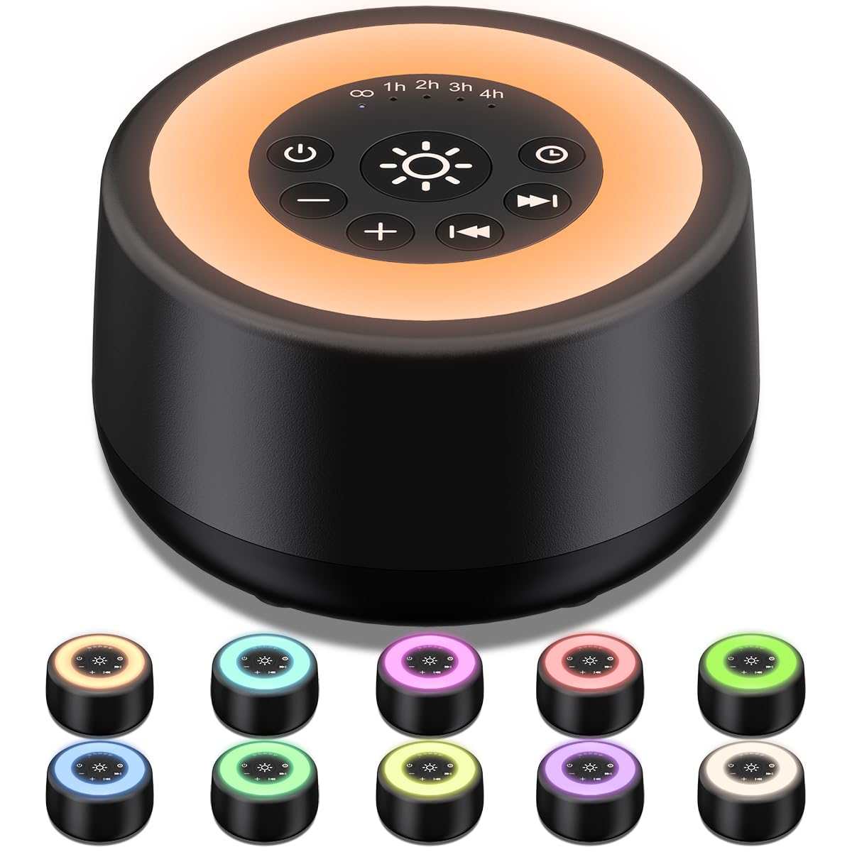 Sound White Noise Machine with 25 Sounds, 10 Colors Warm Night Light 4 Brightness Levels 32 Volume Levels 5 Timer and Memory