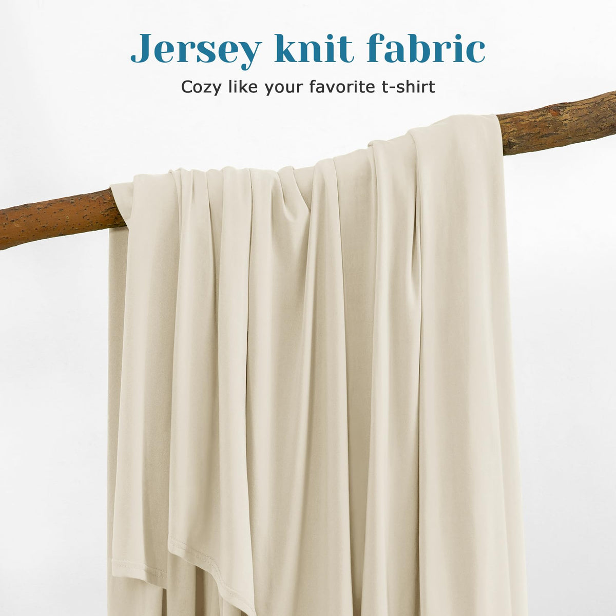 Jersey Knit King Size Sheets Set 6 Pieces, Stretch Super Soft and Wrinkle-Free Bed Sheets, Spandex Blend with 18-inch