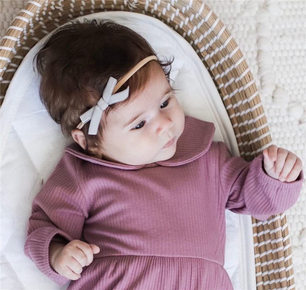 Velvet Bow Soft Stretchy Headbands for Newborn Infant Toddlers Hair Bow Elastic Bands Baby Girls Nylon Hairband