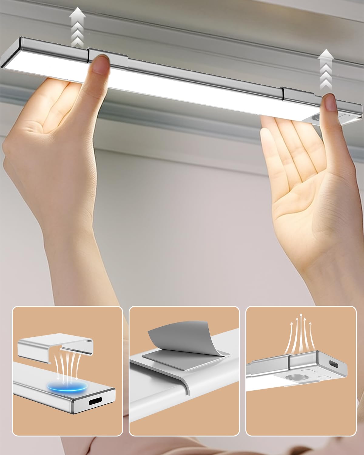 Under Cabinet Lighting 12 inch Rechargeable Battery Operated Motion Sensor Light Wireless Under Counter Lights