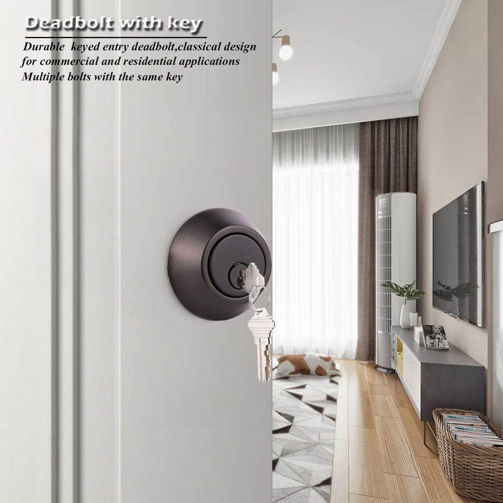 2 Keyed Alike Double Cylinder Deadbolts Door Locks with Same Key Oil Rubbed Bronze Finished