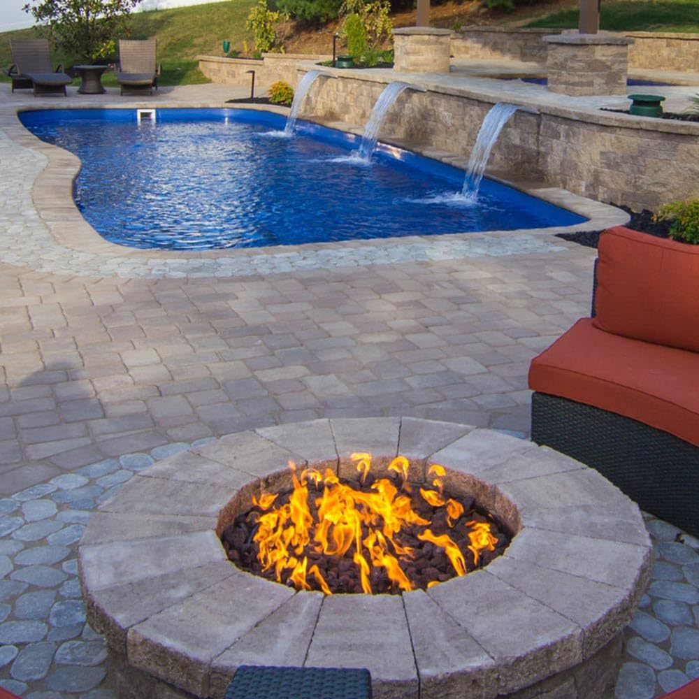 Round Match Lit Fire Pit Burner Kit with 24-Inch Stainless Steel Burner, Natural Gas, Polished