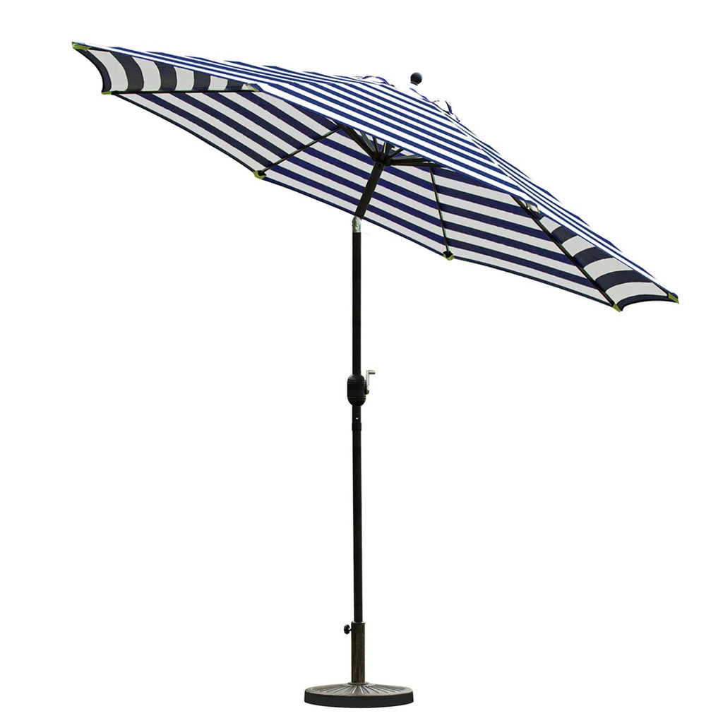 9' Patio Umbrella Outdoor Table Umbrella 8 Ribs Blue and White