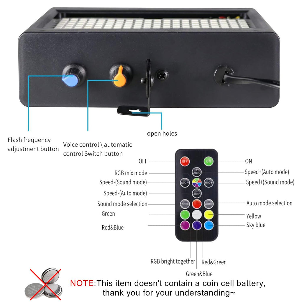 Stage Strobe Light, Super Bright Flash Stage Lighting, Sound Activated and Speed Control White Strobe Light, Flash