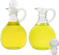 Glass Oil and Vinegar Cruets (); 8oz Round Oil Dispensers/Salad Dressing Bottles with Stoppers - Set of 2