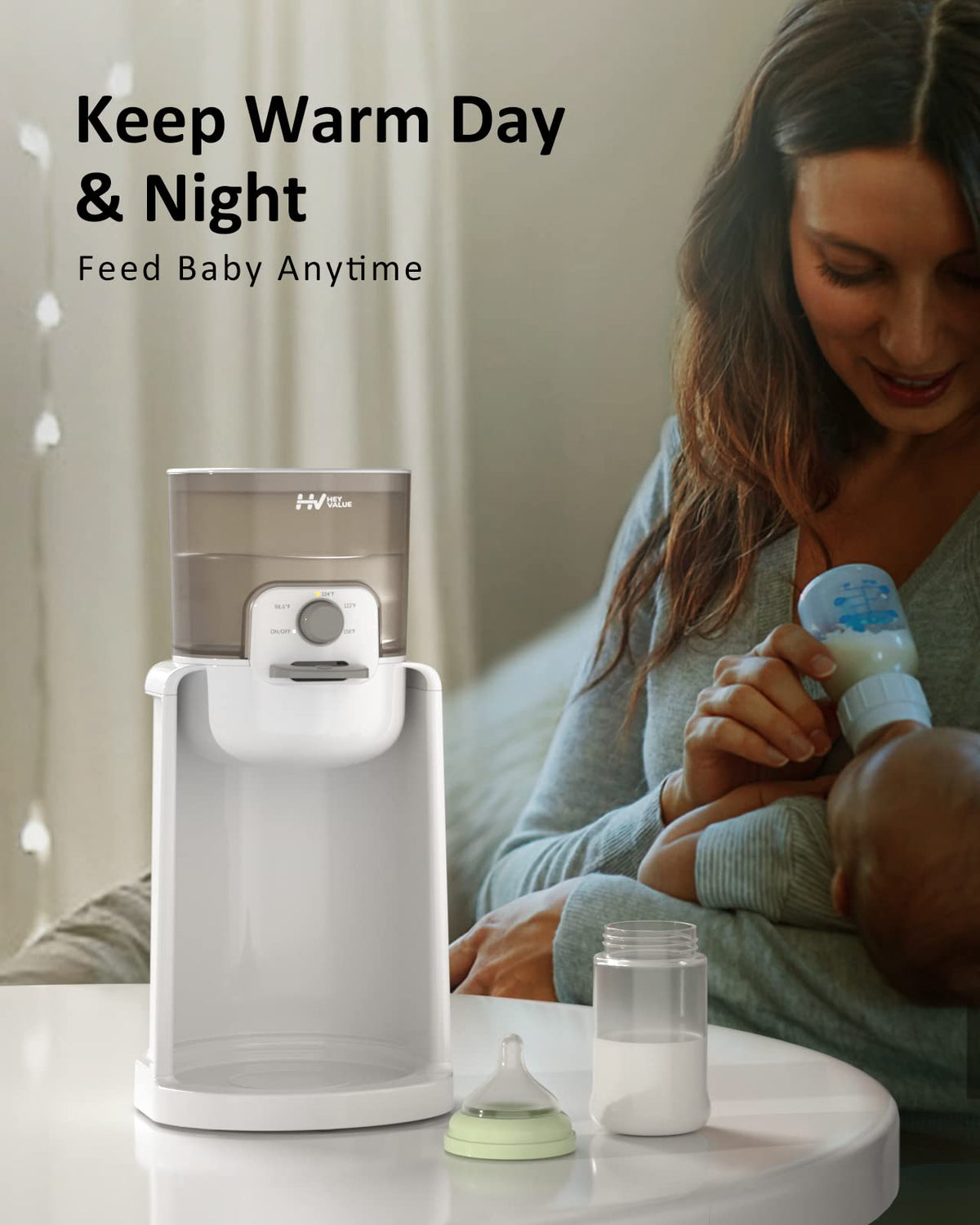 Water Warmer for Baby Formula with Night Light,Bottle Warmer,White