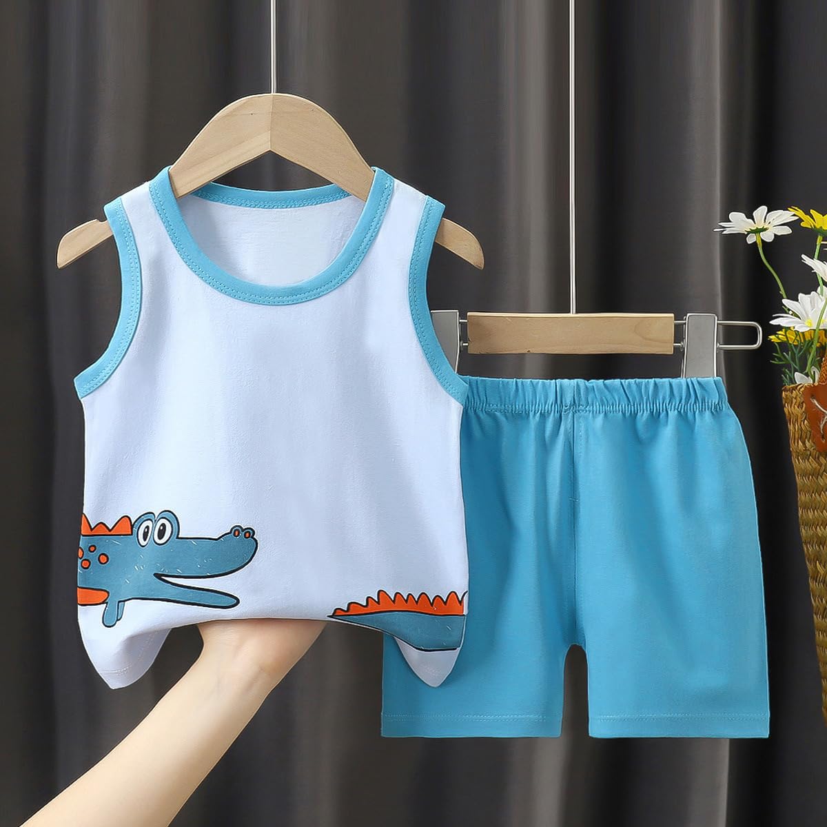 Baby Boy Summer Clothes Toddler Sleeveless Tank Tops and Shorts set Cotton Printed Outfits