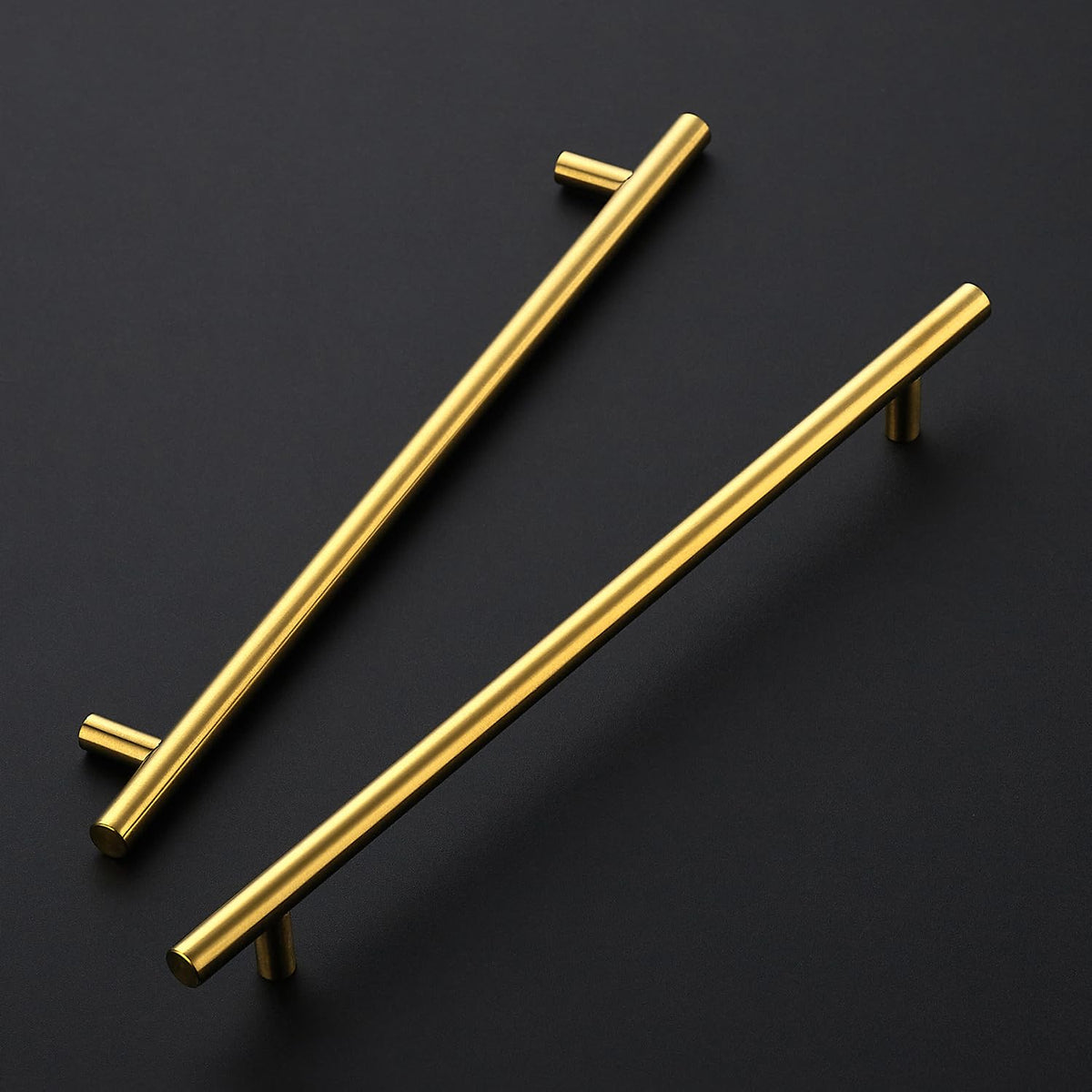 Brushed Gold Cabinet Handles,Round T Pulls,10 Inch,10 Pack