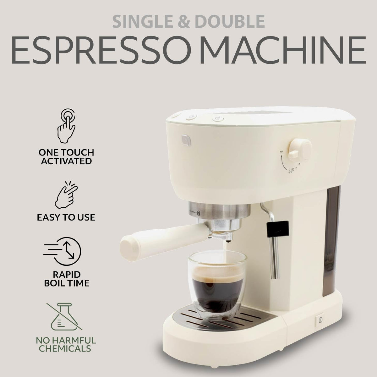 Eco Series Espresso Machine with Milk Frother & Built-In Tamper, 15 Bar Coffee Maker with Hot Water Dispenser, 40oz