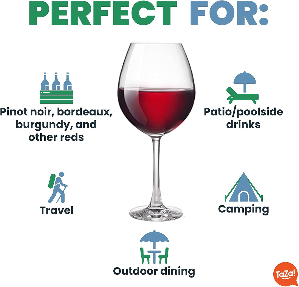 Unbreakable Red Wine Glasses with Stem 22oz Set of 2, Shatterproof Tritan Plastic Stemmed Outdoor Glasses, Reusable & Dishwasher Safe, Hot Tub, Travel, Camping, Beach & Pool Wine Glasses