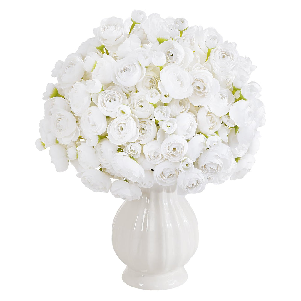 Mini Ranunculus Artificial Flowers Bouquet 20 PCS White