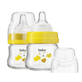 Glass Baby Bottles with Slow Flow Nipple, Newborn Anti-Colic Baby Bottles for 0+ Months, Wide Neck Feeding Bottle
