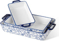 Ceramic Bakeware Set - Casserole Dish Dishes for Oven - Rectangular Lasagna Pans with Handles Cooking - Microwave &