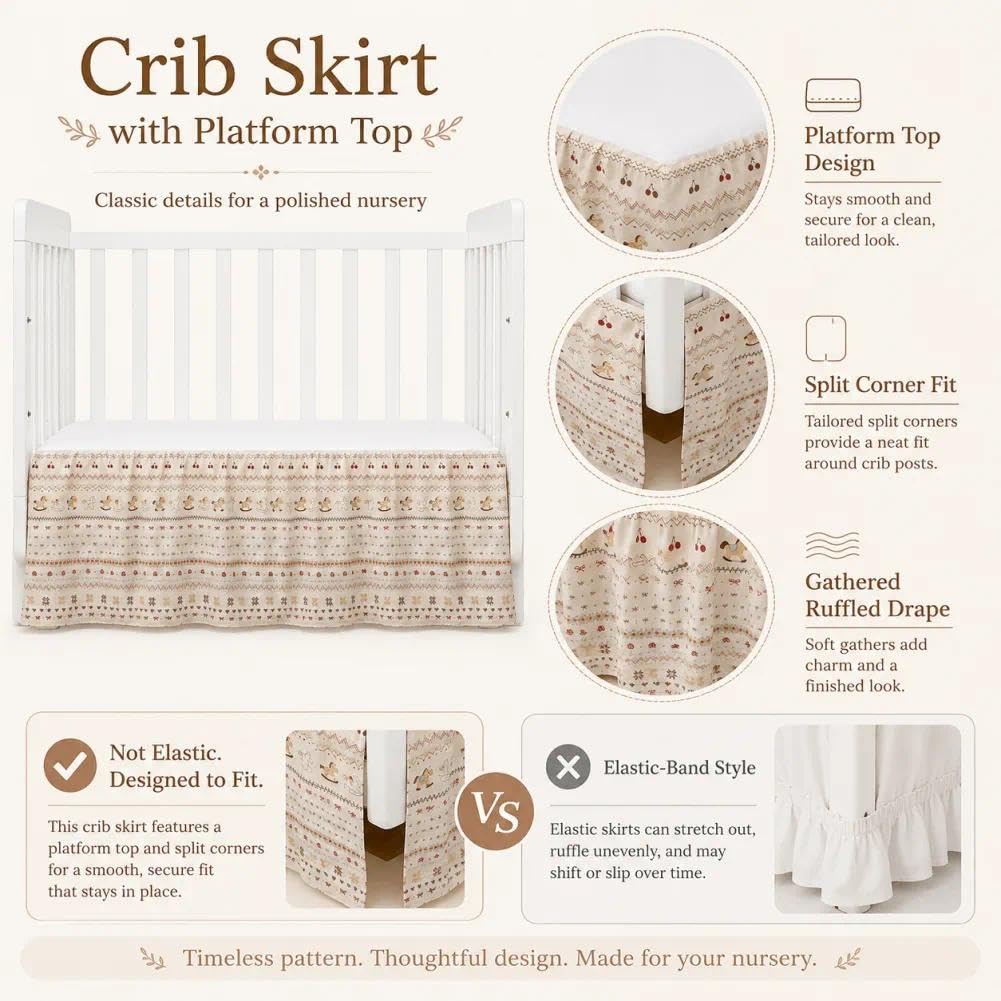 Crib Skirt Dust Ruffle, Microfiber Crib Bed Skirt
