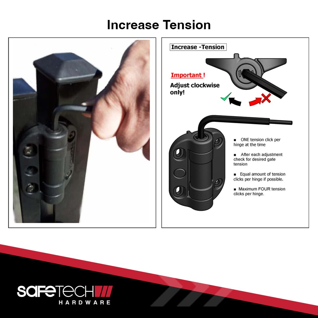 Self Closing Gate Hinges | Self-Aligning Heavy Duty Spring Hinges | Adjustable Tension | Pool Safety Hinges