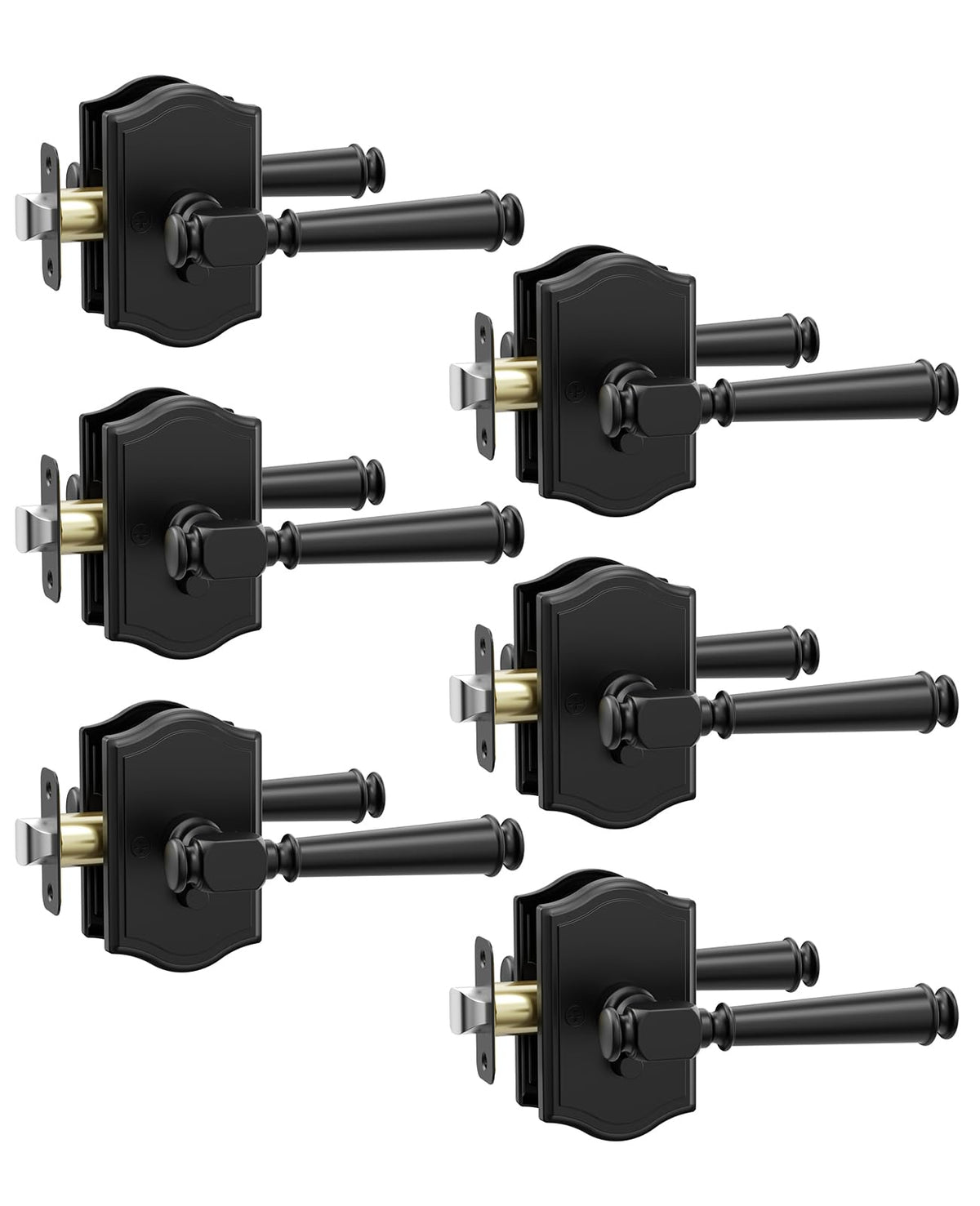 6 Pack Matte Black Privacy Interior Door Handles