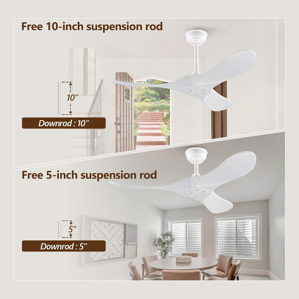 42" White Indoor/Outdoor Ceiling Fan with Remote, No Light