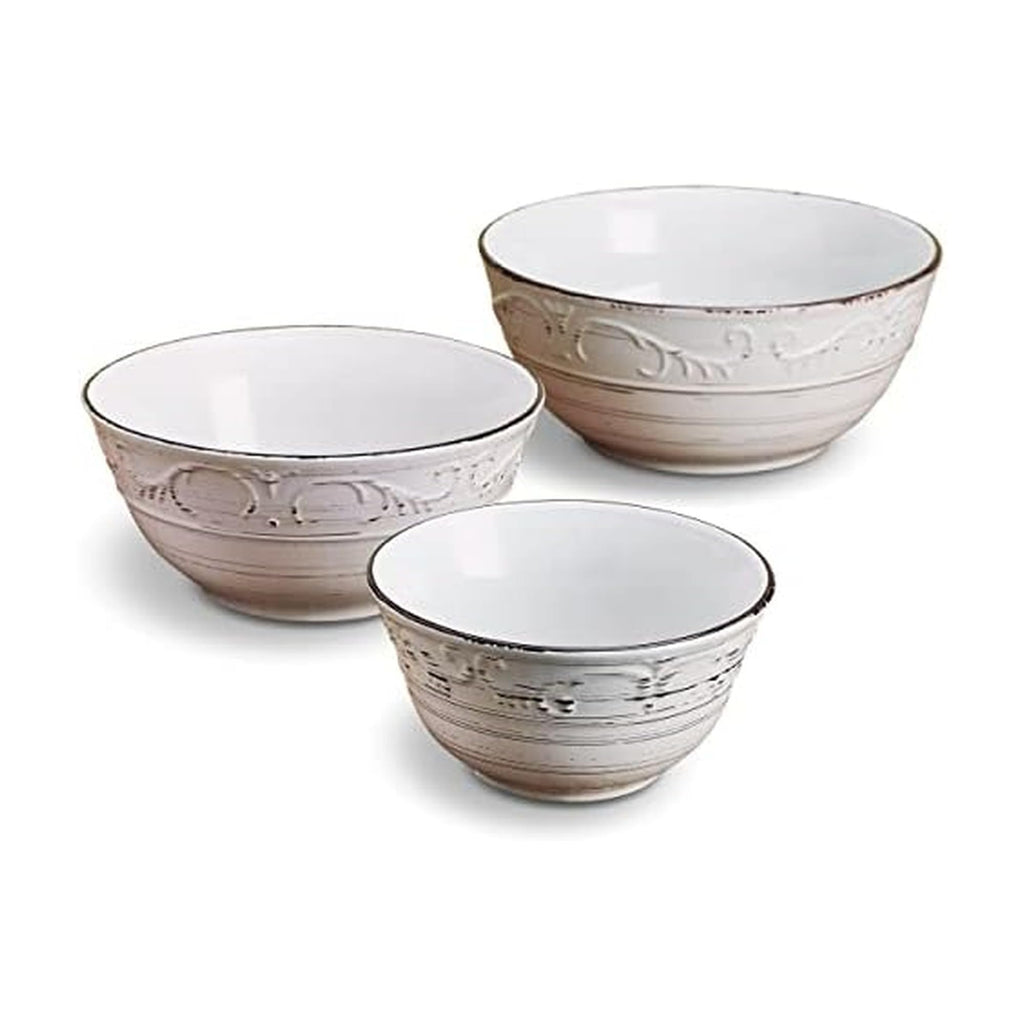 Trellis Serving Bowls, Set of 3, White