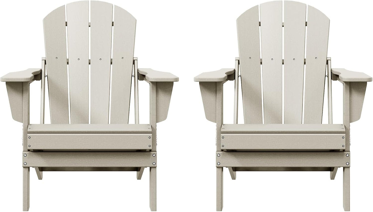 Laguna Folding Adirondack Chairs Set of 2, HDPE Patio Chair, All Weather Use Fire Pit Chair for