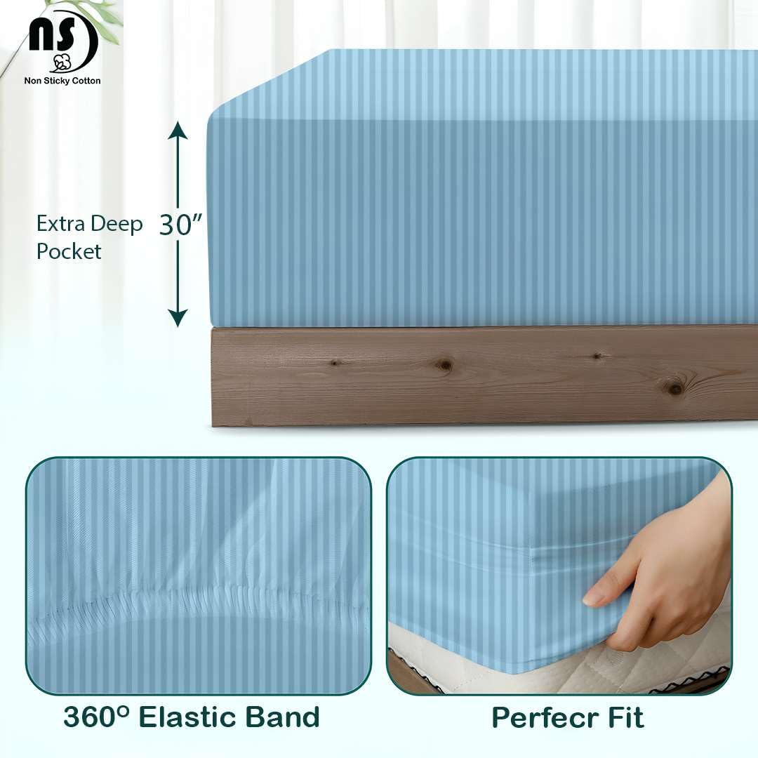 Premium 4 Piece Egyptian Cotton Fitted Sheet Set, Hotel Quality Soft Breathable Bedding Sheets, 15" Deep
