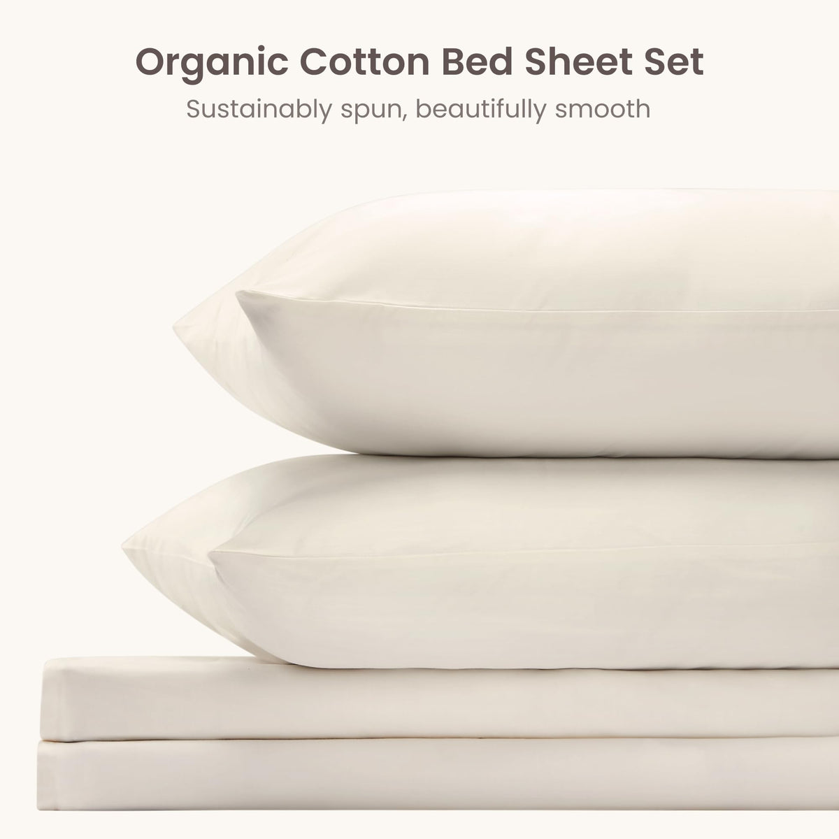 100% Organic Cotton Sheets, 300 Thread Count 4-Piece GOTS Certified Bed Sheet Set Fits Mattress Upto 17" Deep Pocket