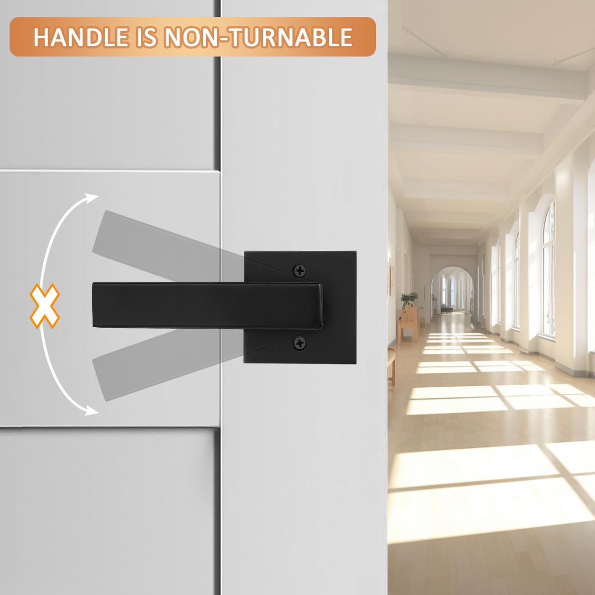 Pack of 2 Door Lever Dummy Lever Door Handle for Closets French Doors,Square Dummy Door Lever,Non-Turning Single Side