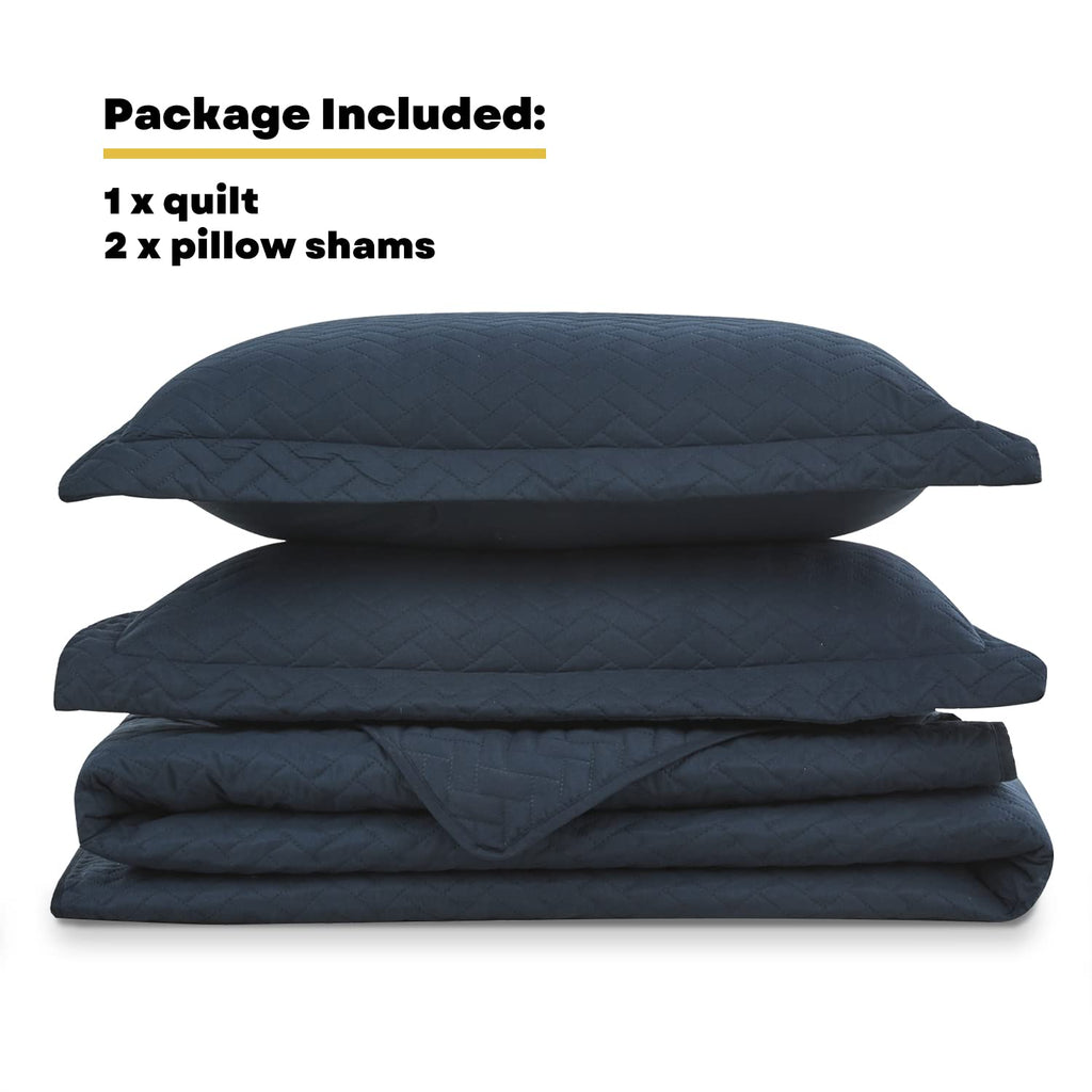 Navy Quilt Set, Extra Long Bedspread