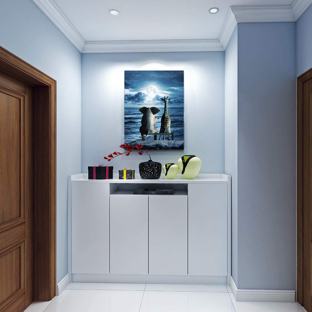 Canvas Wall Art - Bedroom & Living Room Decor - Modern Family Bathroom Art - Animal Elephant Abstract Blue Ocean