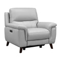 Lizette Contemporary Top Grain Leather Power Reclining Living Room Accent Chair, Dove Grey