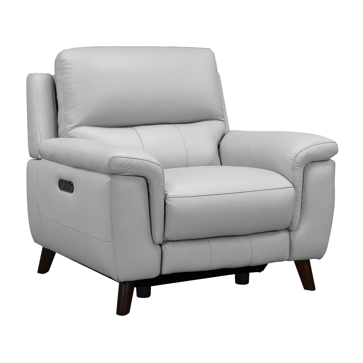Lizette Contemporary Top Grain Leather Power Reclining Living Room Accent Chair, Dove Grey