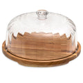 Cake Stand with Lid, Rotating Cake Holder with Dome, Wood Lazy Susan with Cover, Cake Stand for