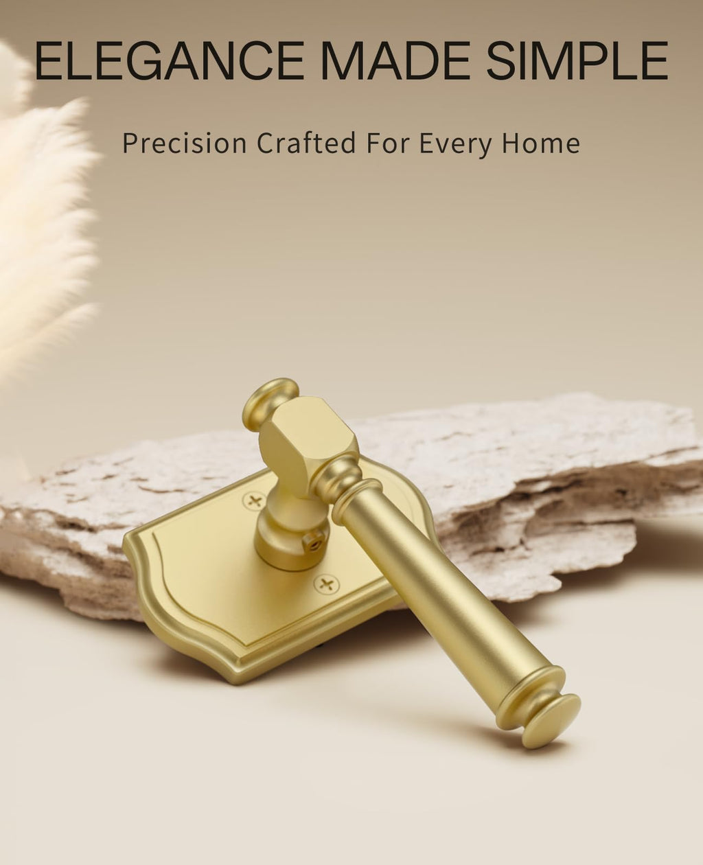 1 Pack Brushed Gold Passage Interior Door Handles