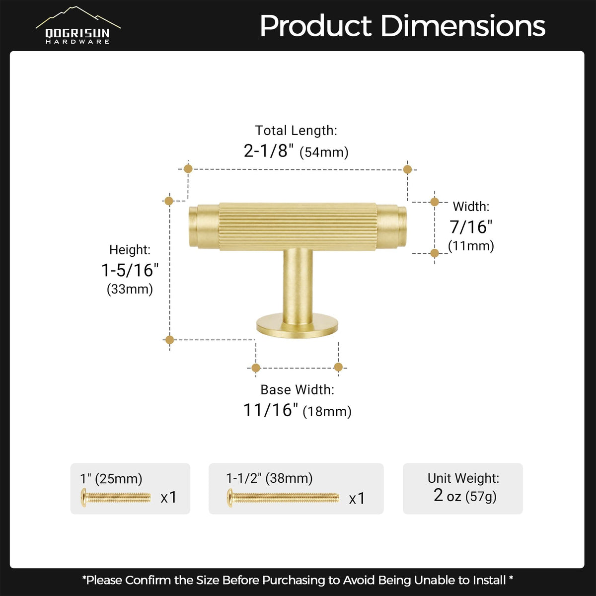 Solid Brass Cabinet Knobs, Single Hole T Bar Handles