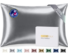 25 Momme 100% Pure Mulberry Silk Pillow Cases, Iron Gray, Standard