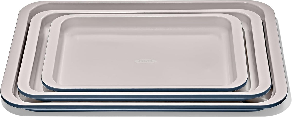 Good Grips Non-Stick Pro Ceramic Coated Metal Bakeware 3-Piece Sheet Pan Set - Storm Blue