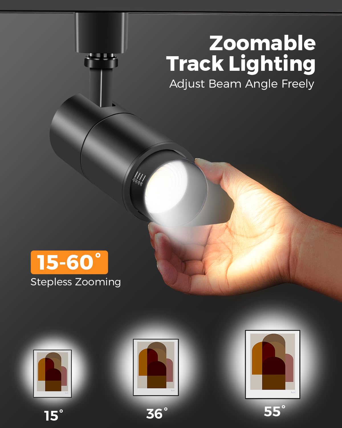 Zoomable 6 Light LED Track Lighting Kit with 6.6FT H Type Track Lighting Rail, LED Track Light Heads Dimmable