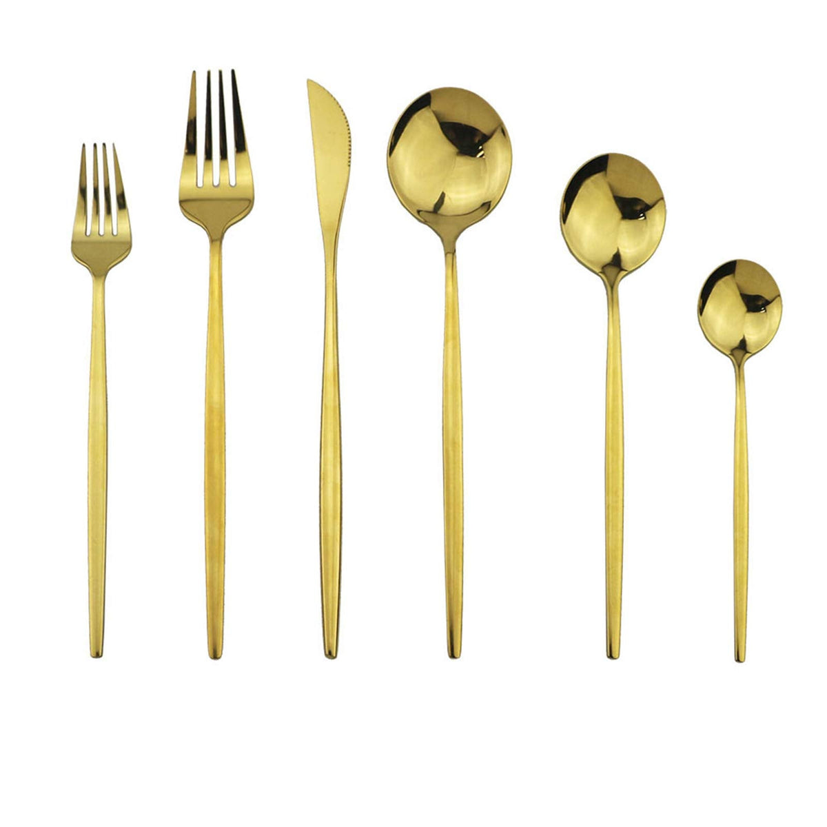 Silverware Set, Mirror Polished Gold Flatware Cutlery Set Service for 4, Shiny Finish 24 Pieces Stainless Steel