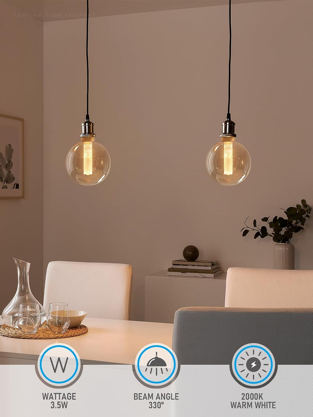 Artist Series G125 LED Globe Decorative Light Bulb, Amber 2000K