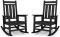 Oversized Outdoor Rocking Chair Set of 2, HDPE Patio Rockers, Black | | All-Weather Patio Rocking Chairs for Porch |