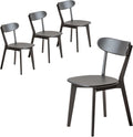 Mid Century Modern Walnut Dining Chairs Set of 4, FAS-Grade Solid Oak All Hardwood Frame, Armless & Curved Back