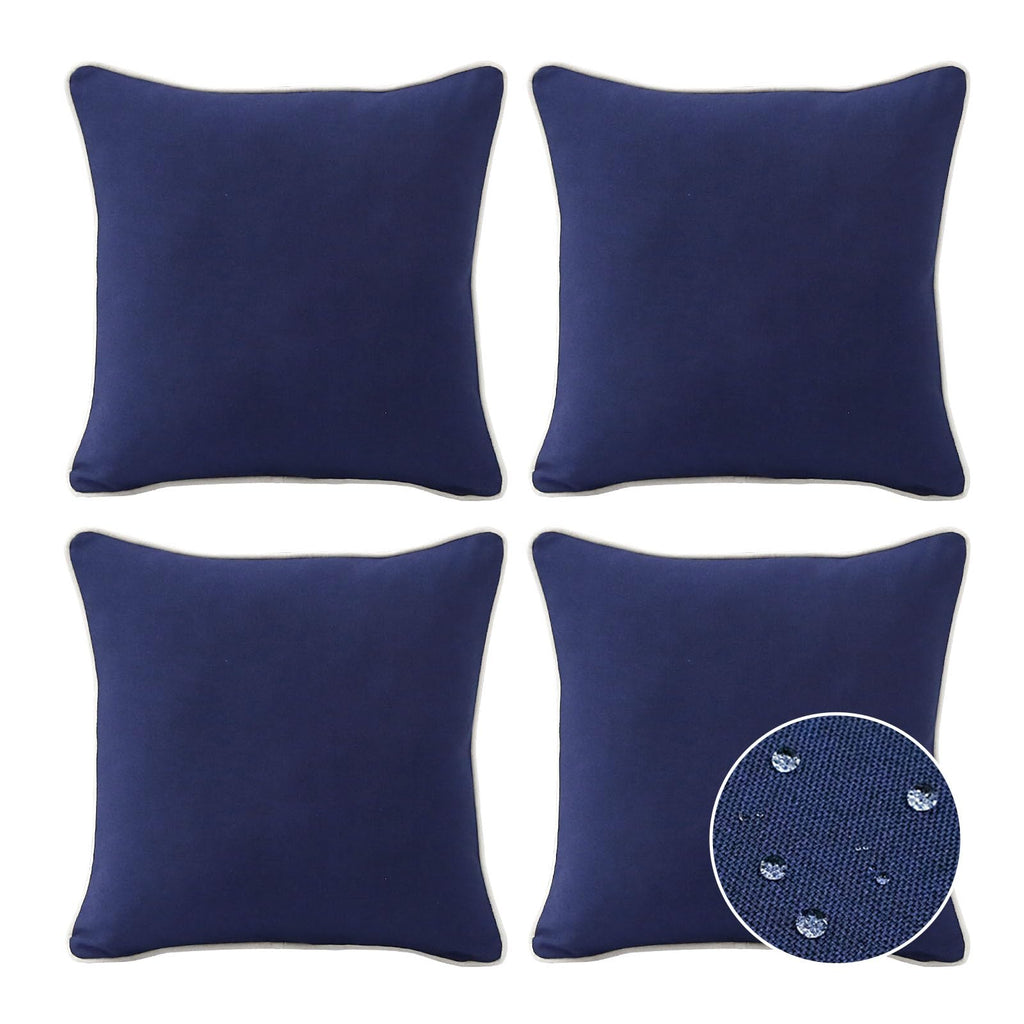 Decorative Outdoor Water Repellent Throw Pillows with Inserts, Set of 4, 18" x18" Pillows, Backyard, Bed, Couch, and