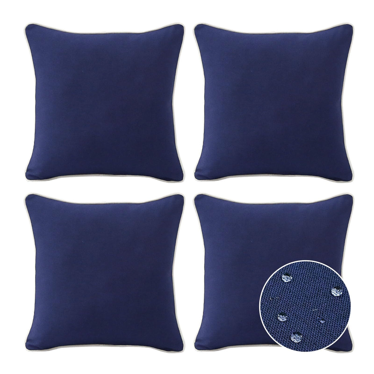 Decorative Outdoor Water Repellent Throw Pillows with Inserts, Set of 4, 18" x18" Pillows, Backyard, Bed, Couch, and