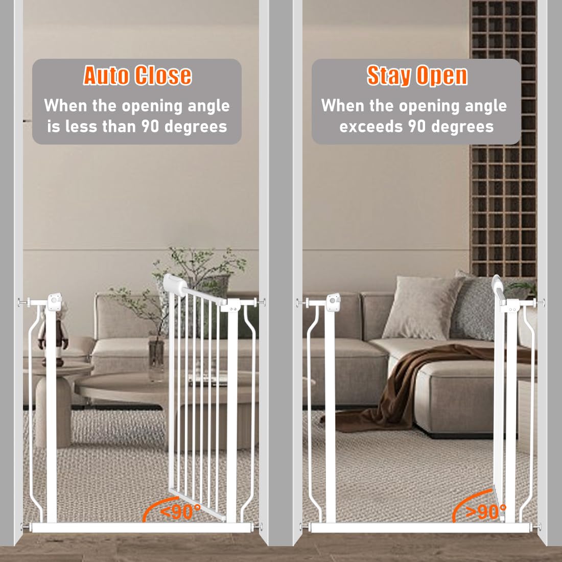 76.3-81.1 Inch Extra Wide Baby Gate for Doorway Pressure Mounted