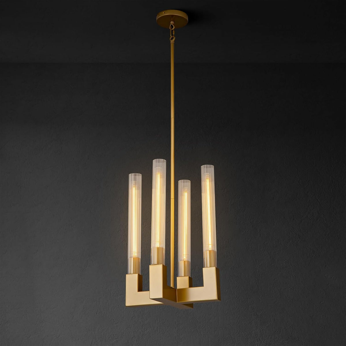 Inspired Cannele Style Glass Tube Gold Pendant Lights Kitchen Island, Adjustable Cord Modern Pendant Light Fixtures,Kitchen Pendant Lighting Over Island,Indoor Chandeliers for Bedroom, Included Bulb