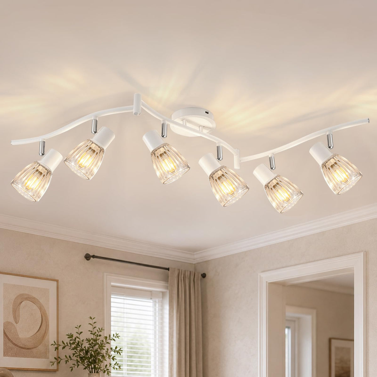 Track Lighting, Flexible Modern Ceiling Light Fixture White